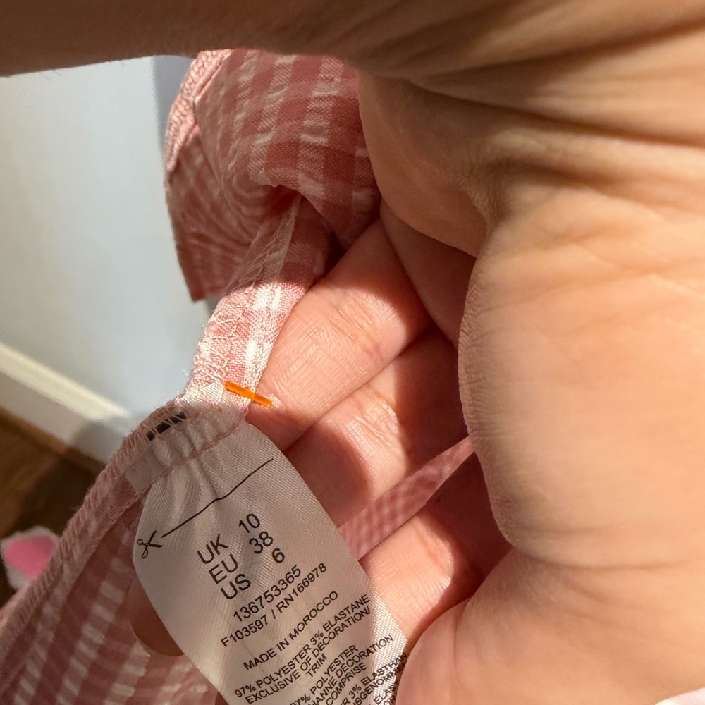 Miss Selfridge Pink Gingham Puff Sleeve Mini Dress - Picture 7 of 9